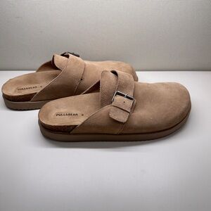 Pull&Bear Beige Suede Buckle Sandals